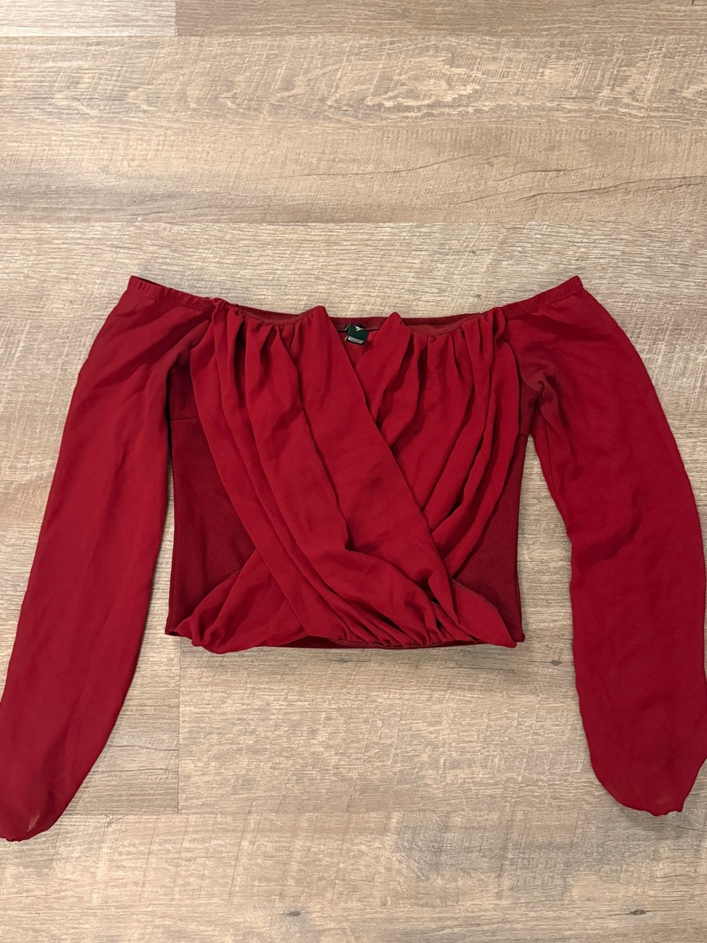 Windsor Burgundy Off-Shoulder Wrap Crop Top